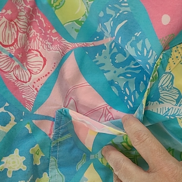Lilly Pulitzer Pastel Patchwork Print Jacket - Blue, Pink, Yellow, Green - Picture 8 of 12